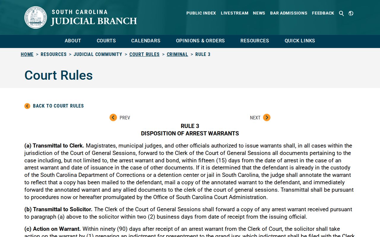 Chesterfield County arrest warrant Rule 3 record-routing reference for circuit materials