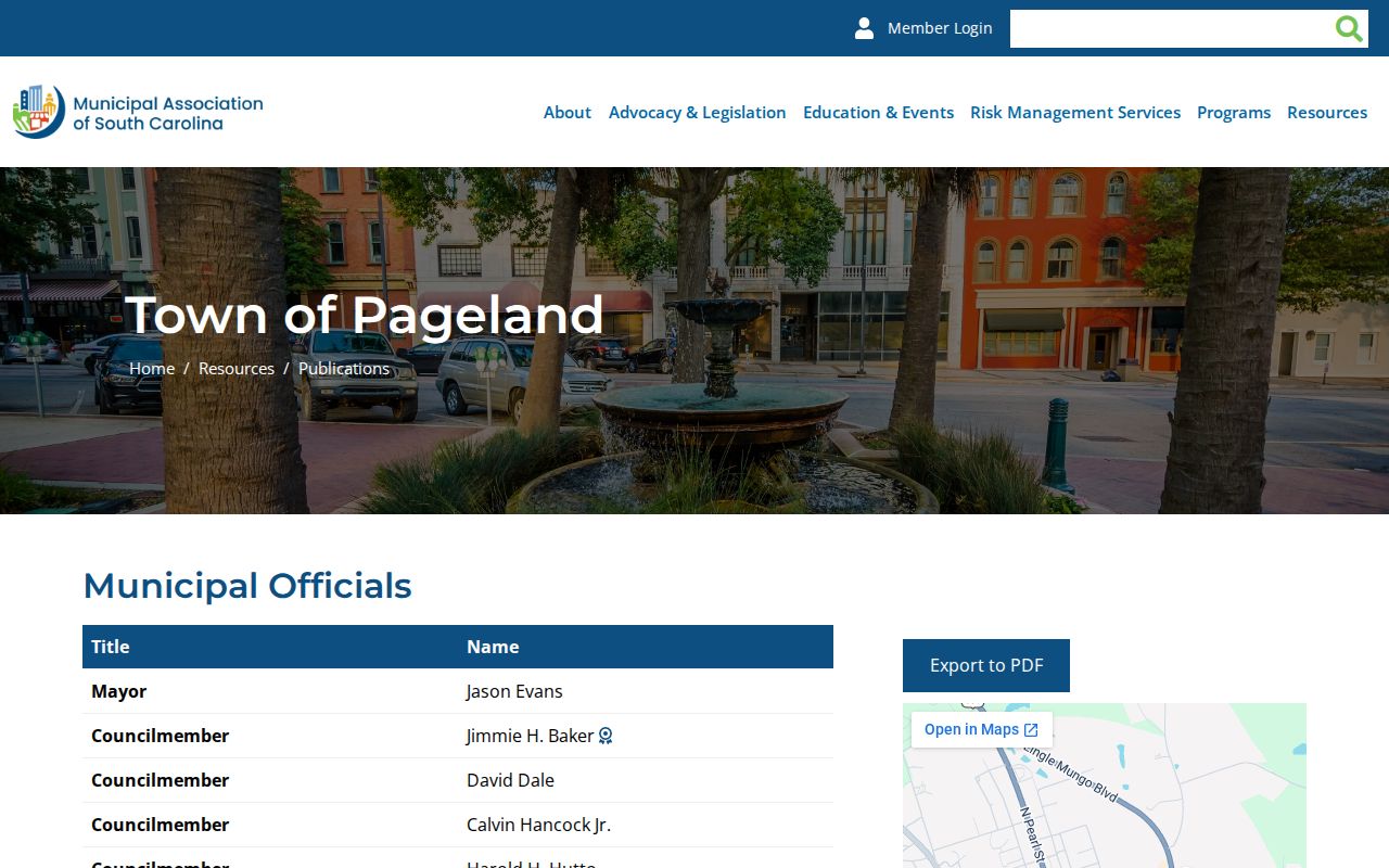 Pageland warrant records reference showing public town and municipal court contacts