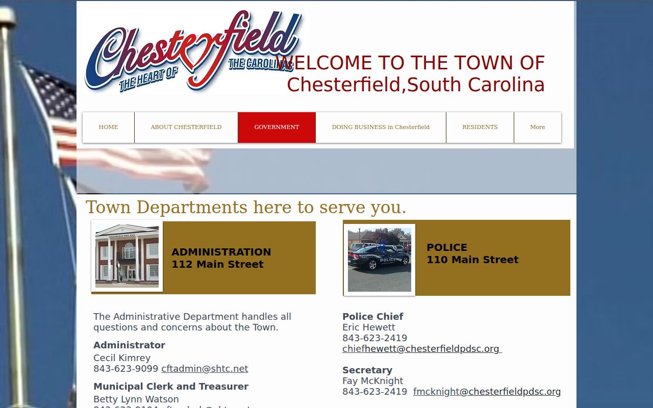 Chesterfield town warrant payment and separate municipal police and court contact reference
